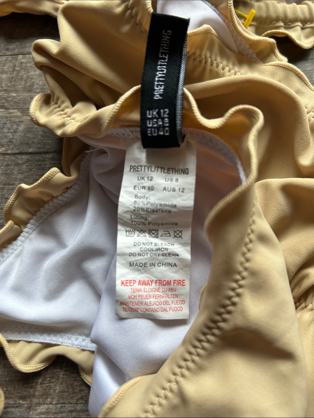 PrettyLittleThing Beige Ruffle Triangle Bikini - Picture 5 of 5